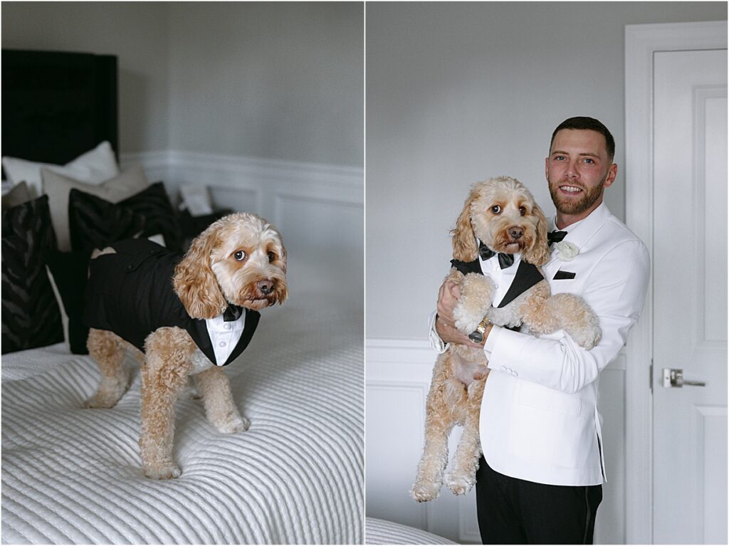 groom and pup before the wedding