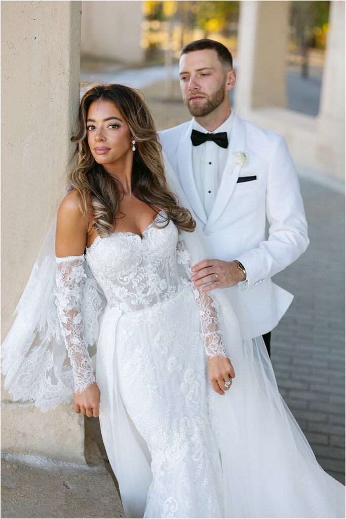 Wedding Couple portrait at Switch House waterfront in Philadelphia 