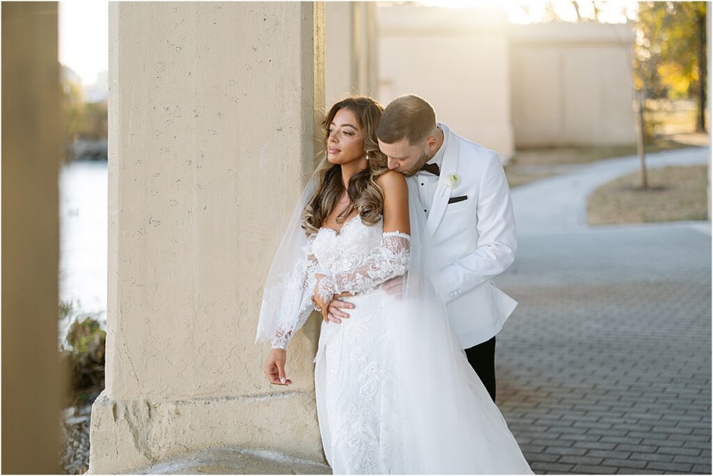 Sunset couple wedding photo at Cescaphe Switch House