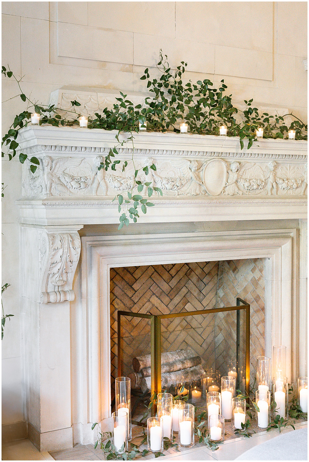 Architectural fireplace at Natirar Mansion